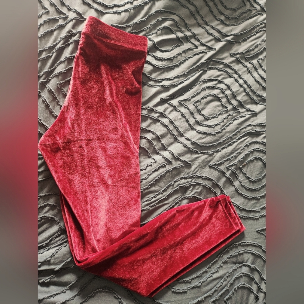 Fabletics velour red leggings, Vanessa hudgens line, full length, highwaist, xs